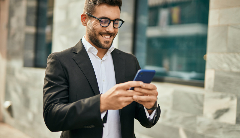 man using mobile device